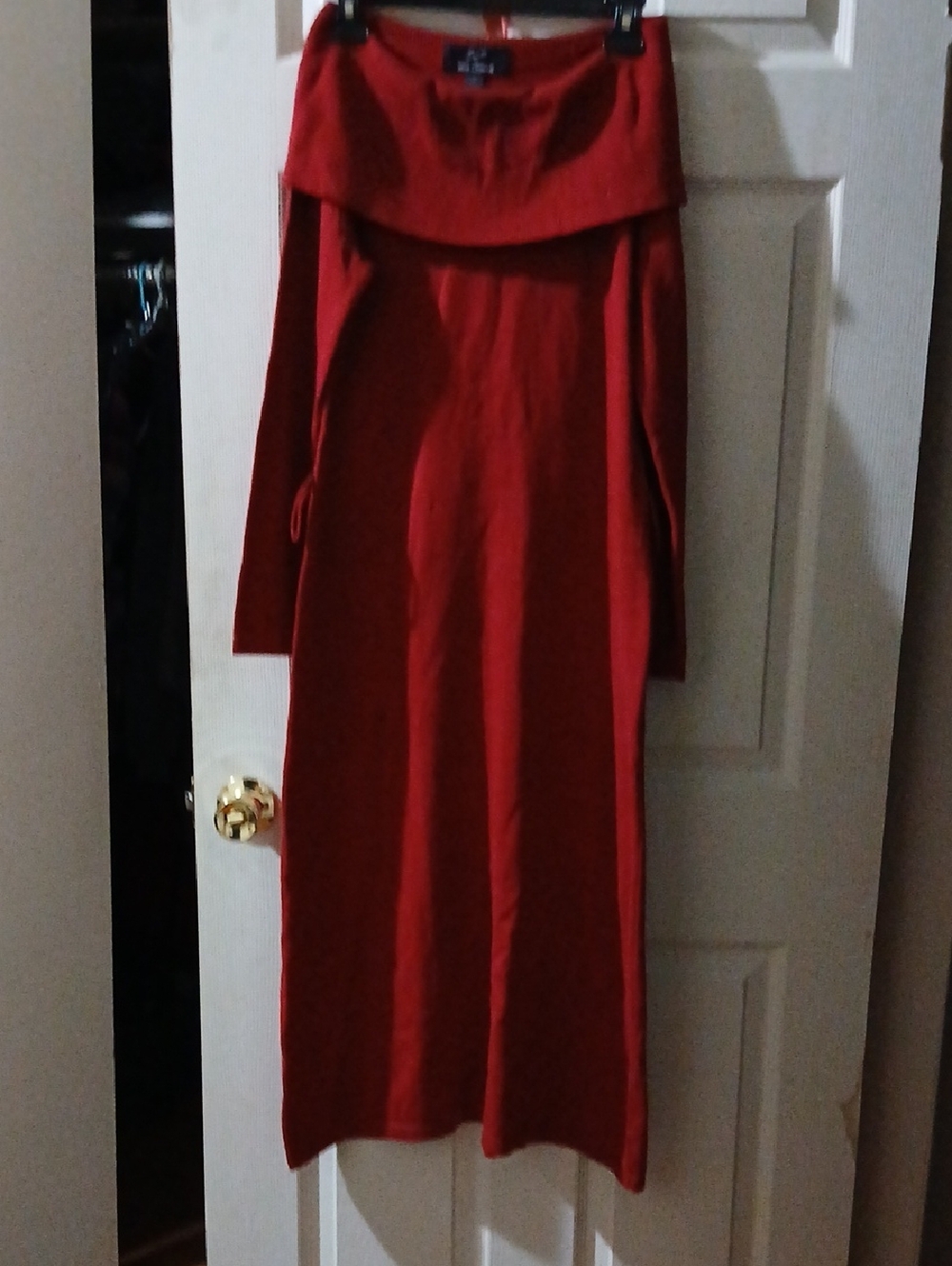 Women’s Red Off-Shoulder Long Sleeve Maxi Dress by